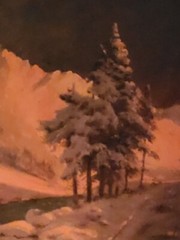 Russian Artist Ivan Nicoletzky Snowy Painting Red Sunset Mountains in the Snow