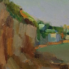 Coastal Landscape Oil Painting, Seaside Cliffs, Impressionist Marine Art