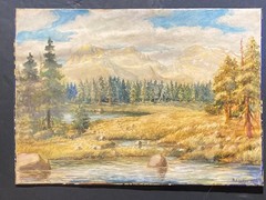 Bernhard Gottlieb Fischer Moutain Landscape Watercolor Signed Dated 1946
