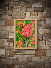 Abstract Floral Painting Flowers Leaves Expressionist Art Original 11×14 Canvas