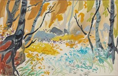 Flower Meadow Unknown Watercolour Chalk 20th Century Forest Spring 25x39cm