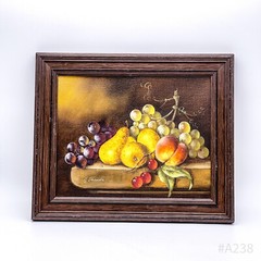 Vintage Oil Painting Framed Signed G. Frauke Fruit Motif 31x36cm