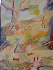 Orig VTG 1985 Abstract Art Oil On Linen“Spring Dance “ Framed Michael B.Stuart