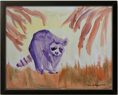 Racoon 11×14 Modern Wildlife Original Sign Canvas Art Acrylic BACH