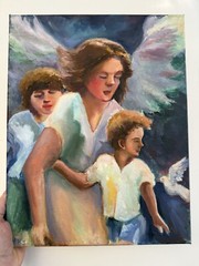 Angel, Original painting oil,11×14, Home GIFT, Christian Religious Spiritual Art