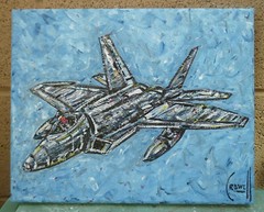McDonnell Douglas F-15 EAGLE jet TOPGUN 8×10 original painting signed CROWELL