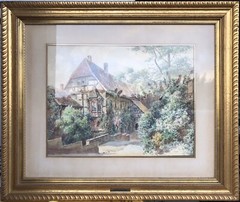 Antique Original Watercolor Painting By German Artist Peter Woltze (1860-1925)