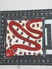 Original Mose Tolliver T Red Snake Folk Art Soda Can Tab Hanger 9.5″ x 9.5″ Read