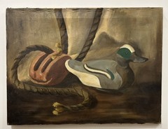 Vintage Signed Oil Painting Decoy on Canvas 24”x18” B. Taylor Green Winged Teal?
