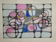 Incomplete- Original Abstract Watercolor Painting With Ink Details, Unframed