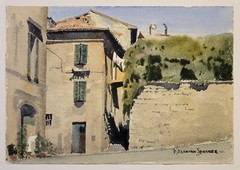 1968 Duncan Alanson Spencer Tuscany Italy Village watercolor painting Plein Air