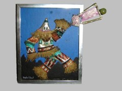 Rare Cuban Haydee Scull Mixed Media Ñáñigo Portrait Comparsa Carnaval Painting.