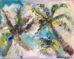 Palm Trees, Original Oil Painting, Beach Home Decor, Coastal Art