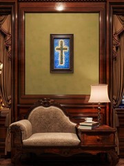 Original Vivid Cross Acrylic 20×10 Signed Canvas Impasto Expressionist Art