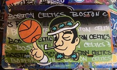 6 X 12 Plastic License Plate Boston Celtics NBA. Painted Graffiti Shortiez Ink