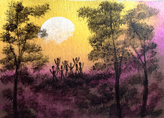 Hand painted on cardboard (5″ x 7″) Acrylic paint