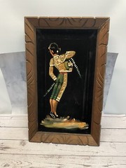 1960s Framed Felt Painting Bull Fighter ( Mexico ) Hispanic