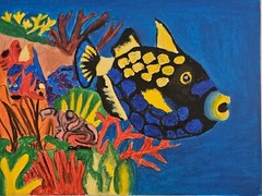 Seascape Painting Fish Underwater World Original Oil Painting Coral Reef Underwa