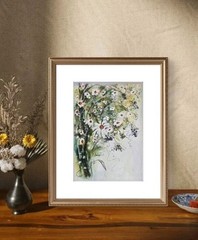 Original Signed Watercolor Painting. Floral. Daisy. Wildflowers. Wall art.