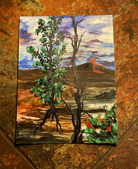 Hawaii Painting 8×6 Wall Art Decor Travel Volcano Park Souvenir Original Pictur