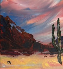 Desert Cactus Sunset Original Acrylic Painting 11×14 Signed Canvas Art