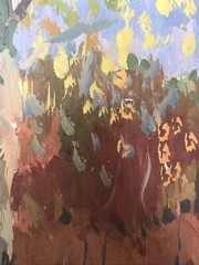 Oil Painting Two Birches Unknown Artist Unframed Original Home Decor nAAA2087