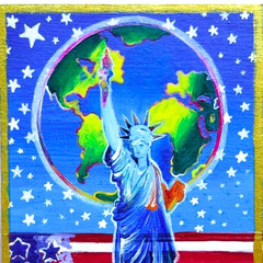 PETER MAX ‚Peace On Earth“ signed Beautiful Pop Art Acrylic Hand Painting NEW
