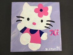 Hello Kitty Chan Hand Made Painting Hi 6″ x 6″ Painting Home Decor Nursery