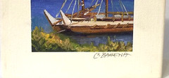 Miniature Oil Painting Hakulea at Kahalui Harbor Maui Hawaii by Cecilia Bahena