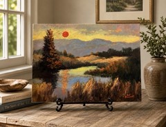 Original Plein Air Oil Painting by Mark Monsarrat Sunset Landscape 12×16 Signed