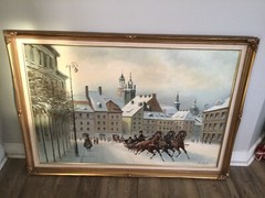 Antique European Rare Framed Oil Painting Signed R. Mitchell Estate Find