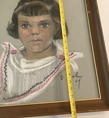 Vintage Pastel  Painting Young Girl Portrait  Signed And Dated 1964