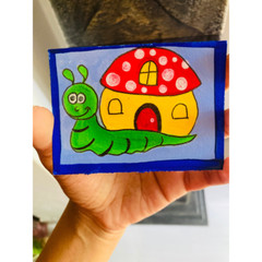 ACEO Art Sri Lanka Mini Art Card CARTOON SNAIL HOUSE
