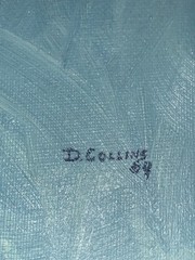 VTG ‘69 BOATS IN BLUE Canvas Panel 12”W 16”T Signed D Collins
