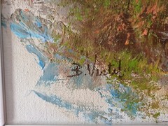Original Acrylic Painting Signed Framed Cottage Boat Lake Retro Vibe 16″ x 12″