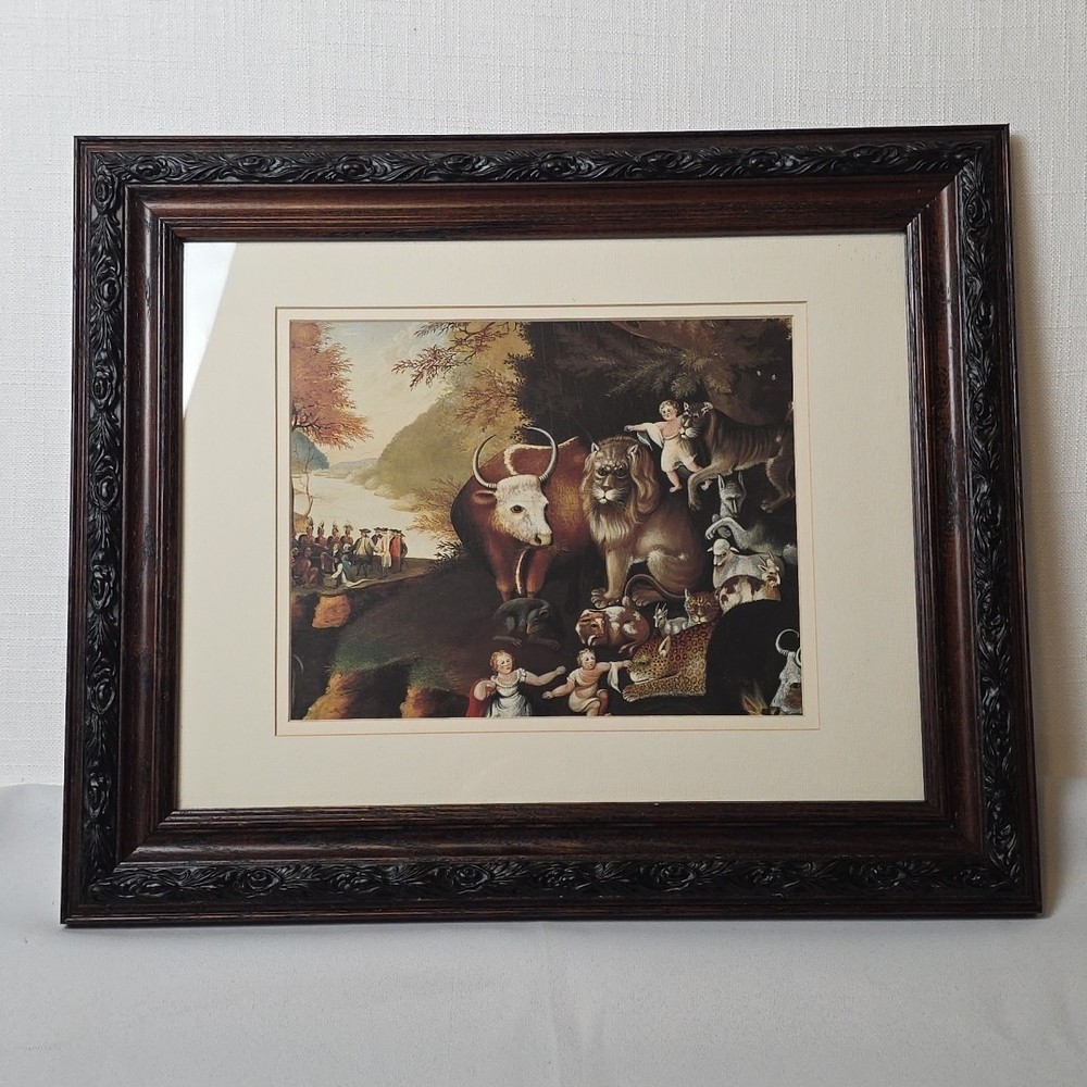 The Peaceable Kingdom By Edward Hicks Print Double Mounted And Framed