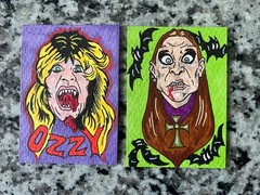 OZZY KISS ACEO – Art Sketch 2.5 X 3.5 Card Painting Card Mask 2 Cards
