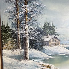 H Wilson Oil On Canvas WINTER MOON Painting Signed Framed 22×19 Listed Artist