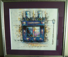 „Cafe de Paris“ Jovanchev Signed Original European Street Scene Painting Framed