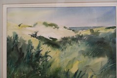 Vtg Cape Cod Dunes Watercolor Robert F. Calrow Signed Framed Matted HTF VGC