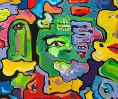 Original painting ,acrylic on canvas, „Chaos of emotions“, 70cmx80cm, Signed