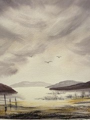 Watercolor Original Painting on Paper. Coastal Seascape Unframed