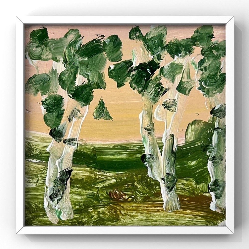 Acadia Maine Birch Forest Landscape Painting Impressionist Nature Wall Art Decor