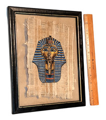 Authentic Papyrus Hand Painted Egyptian King Tut Painting Framed Wall Art 12″x9″