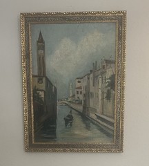 Venice Canal Scene Impressionist Framed Handmade Oil Painting Set