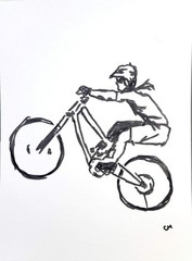 Original Abstract Expressionism Mountain Bike Art 9X12 Handmade Signed