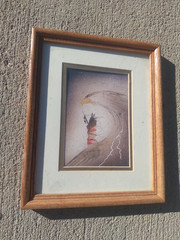 Vintage Native American Watercolor Flying Eagle Print Framed 8 x 10