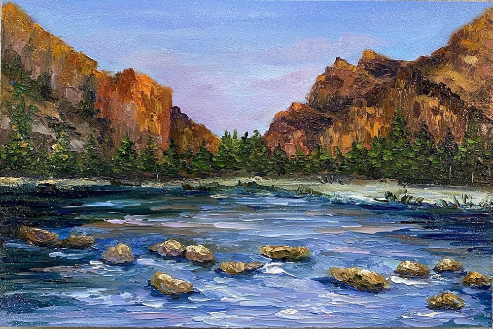Original painting Mountain Lake Art Yosemite National Park art mountains Art