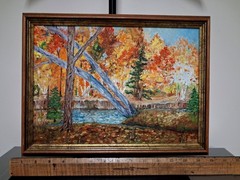 Vintage Original Textured Oil Painting- Framed/ Signed/ Fall Trees