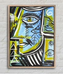 Unique Abstract Cubist Portrait – Acrylic Painting On 16×12″ Stretched Canvas
